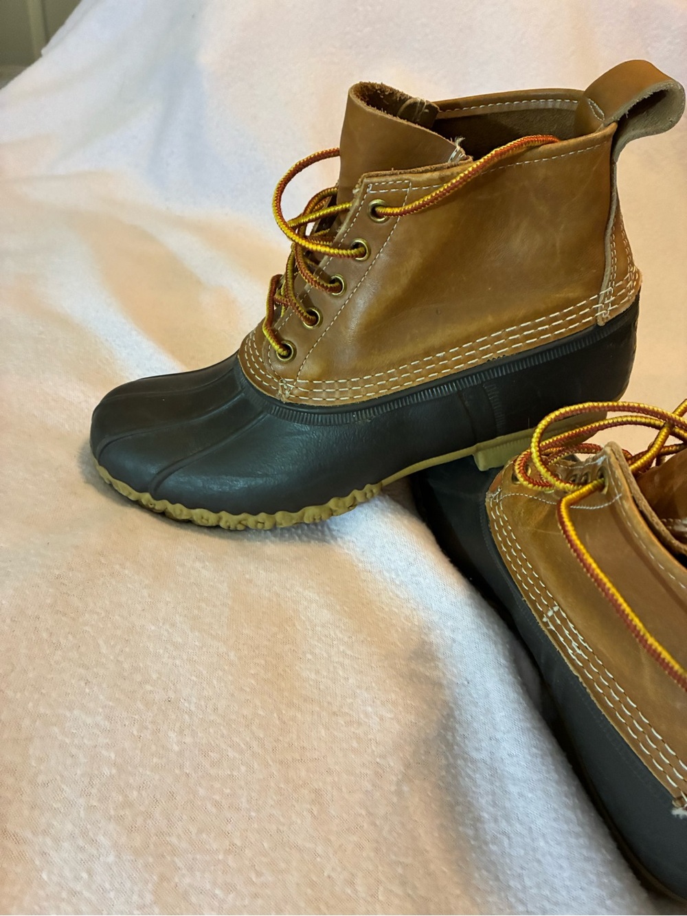 Vintage L.L.Bean Bean Boots EM Leather Rubber Duck Boots Brown
